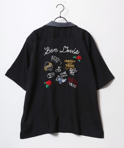 BEN DAVIS(ベンデイビス)の「BEN DAVIS/ベンデイビス SCRIBBLE STITCH O/C SHIRT/オーバーサイズ ロゴ バック刺繍 クレリック オープンカラー 半袖シャツ/ボーリングシャツ(シャツ/ブラウス・メンズ・ブラック/グレイッシュブルー/ホワイト・XL/L/M)」の15枚目の写真