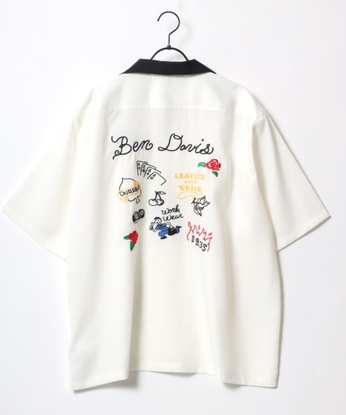 BEN DAVIS(ベンデイビス)の「BEN DAVIS/ベンデイビス SCRIBBLE STITCH O/C SHIRT/オーバーサイズ ロゴ バック刺繍 クレリック オープンカラー 半袖シャツ/ボーリングシャツ(シャツ/ブラウス・メンズ・ブラック/グレイッシュブルー/ホワイト・XL/L/M)」の17枚目の写真