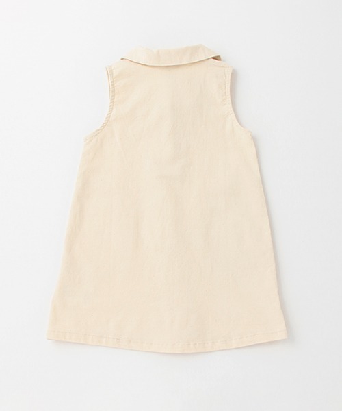 petit main（プティマイン）の「【リンク】開衿Aラインワンピース(キッズ)（シャツワンピース・キッズ・アイボリー/ブルー・110cm/120cm/90cm/100cm/80ｃｍ/130cm）」の3枚目の写真