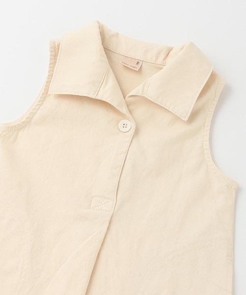 petit main（プティマイン）の「【リンク】開衿Aラインワンピース(キッズ)（シャツワンピース・キッズ・アイボリー/ブルー・110cm/120cm/90cm/100cm/80ｃｍ/130cm）」の6枚目の写真