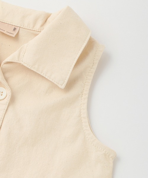 petit main（プティマイン）の「【リンク】開衿Aラインワンピース(キッズ)（シャツワンピース・キッズ・アイボリー/ブルー・110cm/120cm/90cm/100cm/80ｃｍ/130cm）」の10枚目の写真