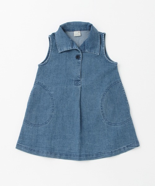 petit main（プティマイン）の「【リンク】開衿Aラインワンピース(キッズ)（シャツワンピース・キッズ・アイボリー/ブルー・110cm/120cm/90cm/100cm/80ｃｍ/130cm）」の16枚目の写真