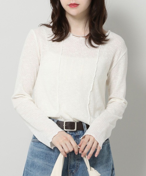 ALAND(エーランド)の「3.3 Field Trip/メロウエッジ長袖Tシャツ 2904759(Tシャツ/カットソー・レディース・ブラック/アイボリー・FREE)」の2枚目の写真