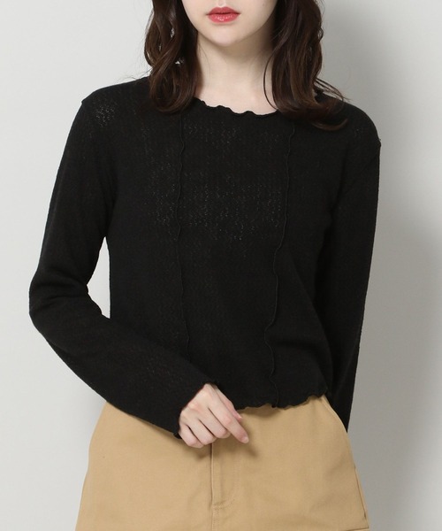 ALAND(エーランド)の「3.3 Field Trip/メロウエッジ長袖Tシャツ 2904759(Tシャツ/カットソー・レディース・ブラック/アイボリー・FREE)」の1枚目の写真