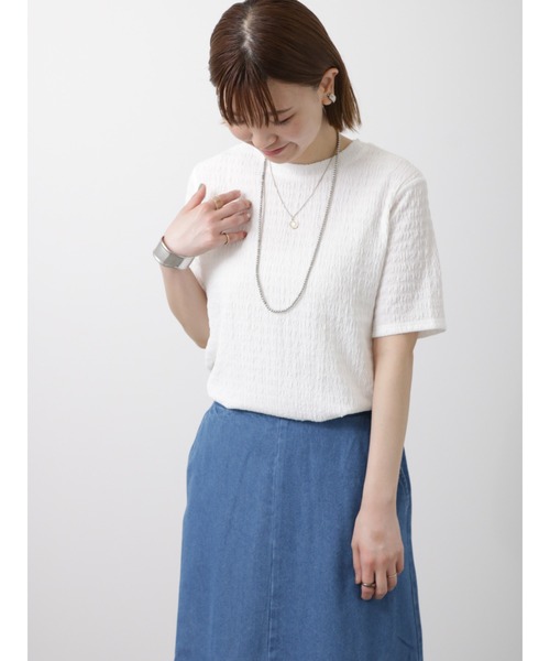 Lugnoncure（ルノンキュール）の「シャーリングカットソー（Tシャツ/カットソー・レディース・オフホワイト/オレンジ/ブラック/ベージュ・ﾌﾘ-）」の11枚目の写真