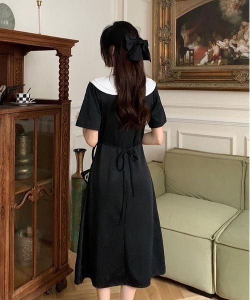urge:(アージコロン )の「【URGE:】ダブルカラー 半袖 ワンピース(ワンピース・レディース・ブラック・SMALL/MEDIUM/LARGE/X-LARGE)」の2枚目の写真