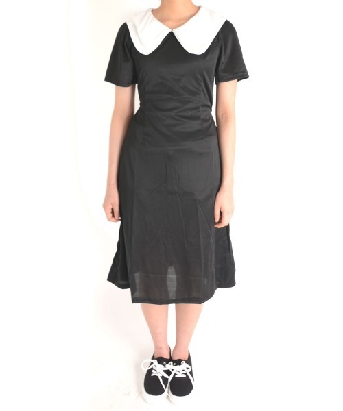 urge:(アージコロン )の「【URGE:】ダブルカラー 半袖 ワンピース(ワンピース・レディース・ブラック・SMALL/MEDIUM/LARGE/X-LARGE)」の10枚目の写真