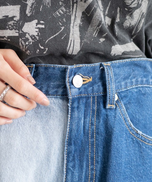 WEGO（ウィゴー）の「WEGO/パッチワークローライズデニムパンツ（デニムパンツ・レディース・インディゴブルー/ブラック・SMALL/MEDIUM）」の21枚目の写真