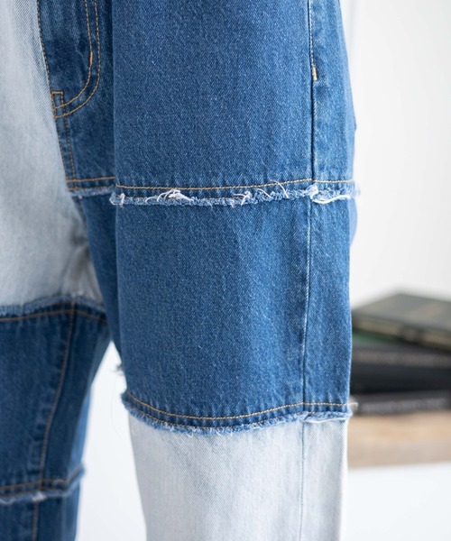 WEGO（ウィゴー）の「WEGO/パッチワークローライズデニムパンツ（デニムパンツ・レディース・インディゴブルー/ブラック・SMALL/MEDIUM）」の14枚目の写真