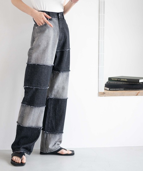 WEGO（ウィゴー）の「WEGO/パッチワークローライズデニムパンツ（デニムパンツ・レディース・インディゴブルー/ブラック・SMALL/MEDIUM）」の17枚目の写真