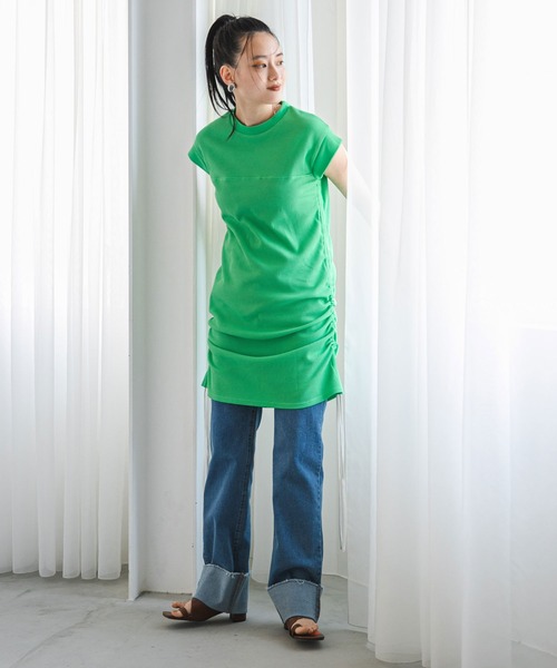 bohmal(ボマール)の「サイドドロストチュニックTシャツ(Tシャツ/カットソー・レディース・ホワイト/ブルー/グリーン・FREE)」の5枚目の写真