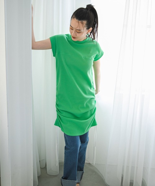 bohmal(ボマール)の「サイドドロストチュニックTシャツ(Tシャツ/カットソー・レディース・ホワイト/ブルー/グリーン・FREE)」の7枚目の写真