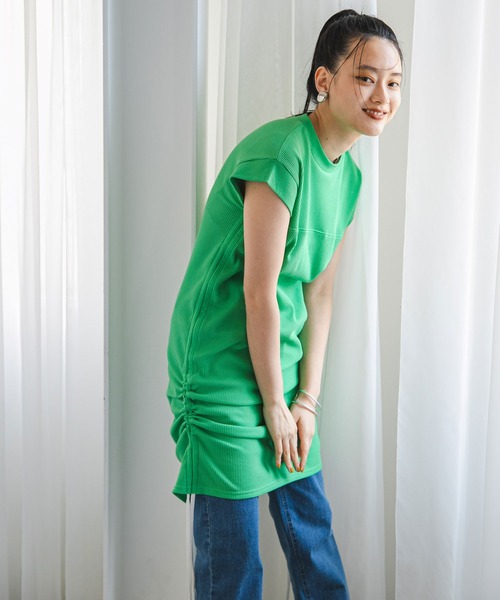 bohmal(ボマール)の「サイドドロストチュニックTシャツ(Tシャツ/カットソー・レディース・ホワイト/ブルー/グリーン・FREE)」の9枚目の写真
