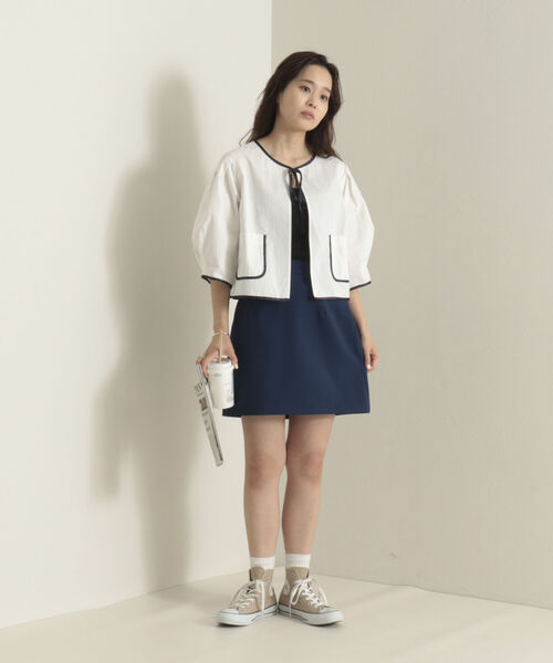 onulsoha（オヌルソハ）の「パフスリーブクロップドブラウス（シャツ/ブラウス・レディース・ミント/オフホワイト/ネイビー・38）」の8枚目の写真