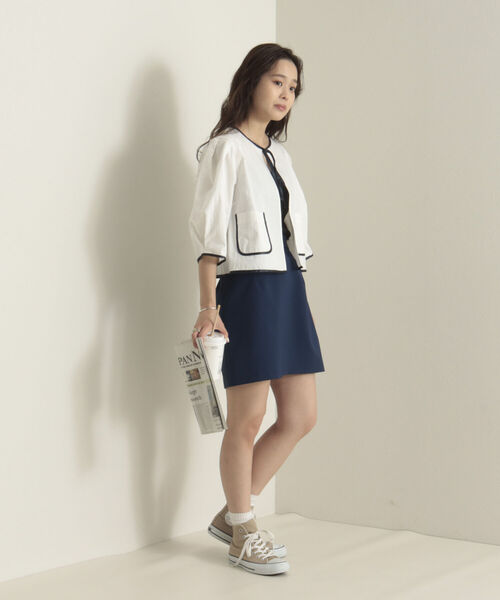 onulsoha（オヌルソハ）の「パフスリーブクロップドブラウス（シャツ/ブラウス・レディース・ミント/オフホワイト/ネイビー・38）」の12枚目の写真