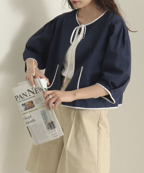 onulsoha（オヌルソハ）の「パフスリーブクロップドブラウス（シャツ/ブラウス・レディース・ミント/オフホワイト/ネイビー・38）」の10枚目の写真