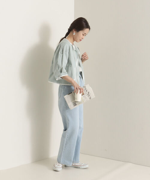 onulsoha（オヌルソハ）の「パフスリーブクロップドブラウス（シャツ/ブラウス・レディース・ミント/オフホワイト/ネイビー・38）」の14枚目の写真