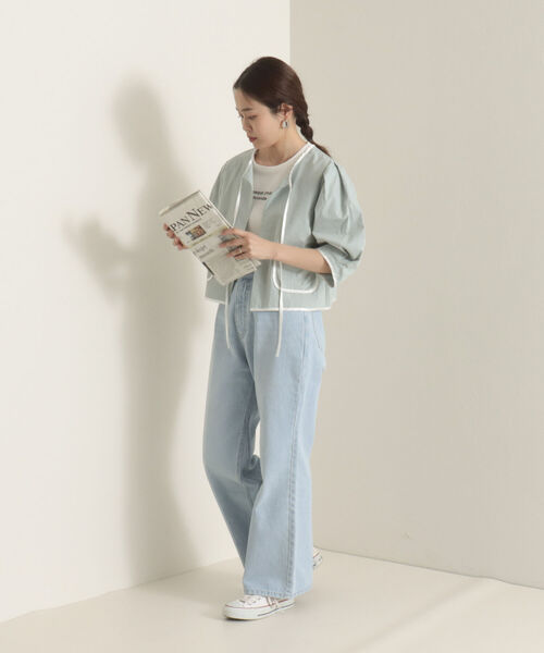 onulsoha（オヌルソハ）の「パフスリーブクロップドブラウス（シャツ/ブラウス・レディース・ミント/オフホワイト/ネイビー・38）」の6枚目の写真