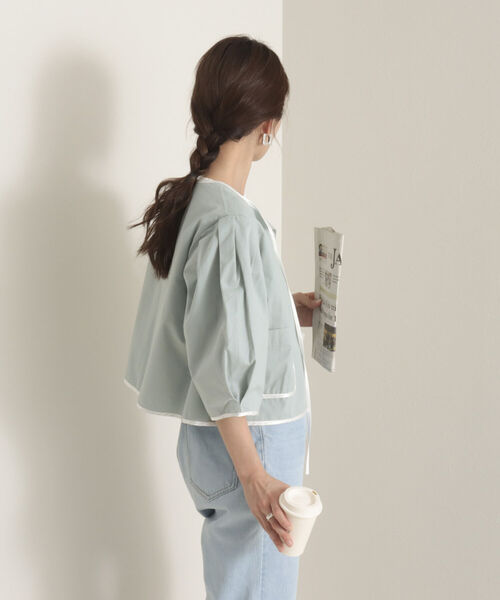 onulsoha（オヌルソハ）の「パフスリーブクロップドブラウス（シャツ/ブラウス・レディース・ミント/オフホワイト/ネイビー・38）」の22枚目の写真