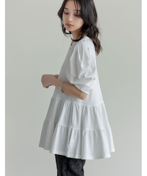 【超お買い得！】 セール】[接触冷感][UVカット][紫外線対策]パフスリーブ トップス