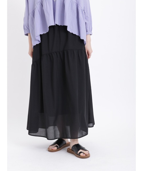 Samansa Mos2（サマンサ モスモス）の「ラウンドティアードスカート（スカート・レディース・ブラック/オフホワイト/ピンク/グリーン・F）」の2枚目の写真