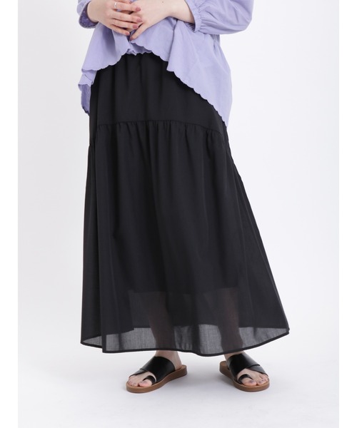 Samansa Mos2（サマンサ モスモス）の「ラウンドティアードスカート（スカート・レディース・ブラック/オフホワイト/ピンク/グリーン・F）」の7枚目の写真