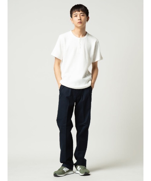 S&SONS(エスアンドサンズ)の「ワッフル 無地 ヘンリーネック 半袖 Tシャツ(Tシャツ/カットソー・メンズ・ネイビー/ホワイト/ブラック/カーキ/グレー・M/L/LL)」の6枚目の写真