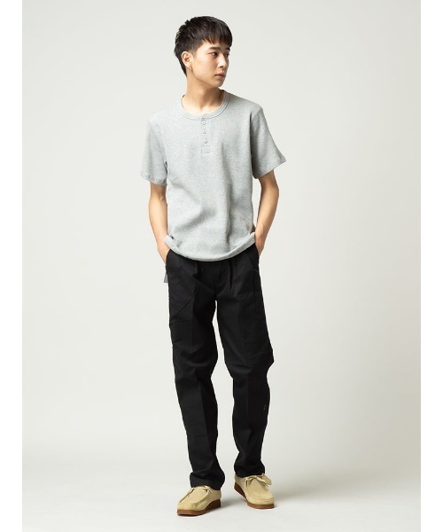 S&SONS(エスアンドサンズ)の「ワッフル 無地 ヘンリーネック 半袖 Tシャツ(Tシャツ/カットソー・メンズ・ネイビー/ホワイト/ブラック/カーキ/グレー・M/L/LL)」の8枚目の写真