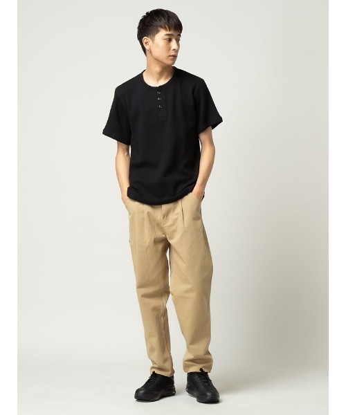 S&SONS(エスアンドサンズ)の「ワッフル 無地 ヘンリーネック 半袖 Tシャツ(Tシャツ/カットソー・メンズ・ネイビー/ホワイト/ブラック/カーキ/グレー・M/L/LL)」の7枚目の写真