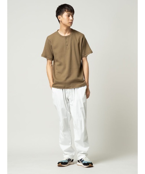 S&SONS(エスアンドサンズ)の「ワッフル 無地 ヘンリーネック 半袖 Tシャツ(Tシャツ/カットソー・メンズ・ネイビー/ホワイト/ブラック/カーキ/グレー・M/L/LL)」の9枚目の写真