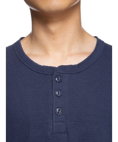 S&SONS(エスアンドサンズ)の「ワッフル 無地 ヘンリーネック 半袖 Tシャツ(Tシャツ/カットソー・メンズ・ネイビー/ホワイト/ブラック/カーキ/グレー・M/L/LL)」の12枚目の写真