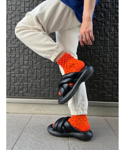 DEVICE（デバイス）の「【NATSUPOO SELECT】ソックス 靴下 ぽこぽこバブル＆アルファベットロゴ（ソックス/靴下・レディース・ホワイト/ピンク/オレンジ/ブルー・FREE）」の11枚目の写真