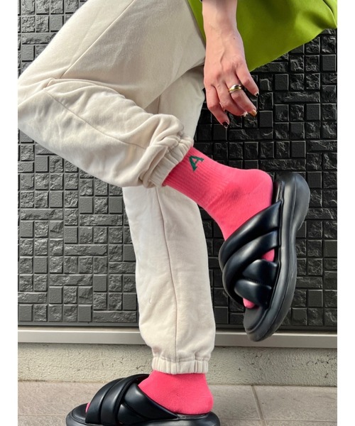 DEVICE（デバイス）の「【NATSUPOO SELECT】ソックス 靴下 ぽこぽこバブル＆アルファベットロゴ（ソックス/靴下・レディース・ホワイト/ピンク/オレンジ/ブルー・FREE）」の13枚目の写真