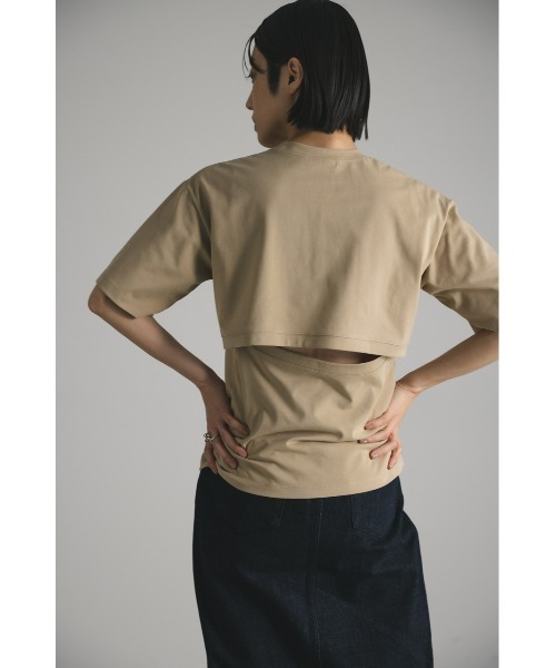 STYLEMIXER(スタイルミキサー)の「バックオープンT(Tシャツ/カットソー・レディース・ホワイト/ブラック/ベージュ・FREE)」の5枚目の写真