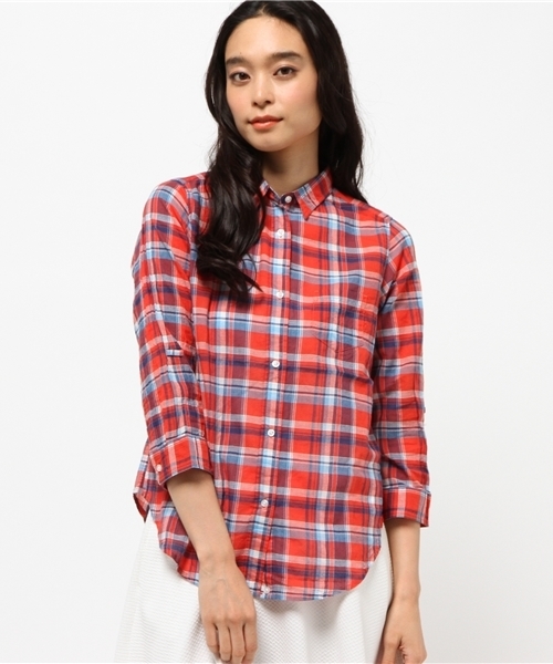 OUTLET（アウトレット）の「【CIAOPANIC TYPY】チェックカシュクールシャツ（シャツ/ブラウス・レディース・ネイビー/レッド・MEDIUM）」の2枚目の写真