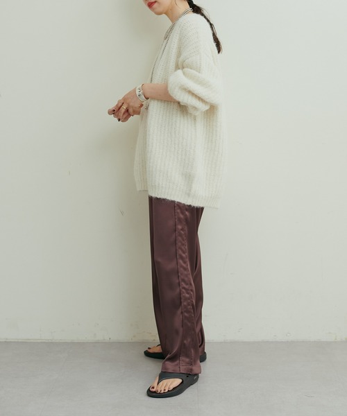 LARUTA（ラルータ）の「【LARUTA】リサイクルポリシャギー片畦ニット（ニット/セーター・レディース・モカ/ミント/アイボリー/パープル・FREE）」の10枚目の写真