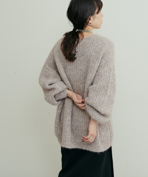 LARUTA（ラルータ）の「【LARUTA】リサイクルポリシャギー片畦ニット（ニット/セーター・レディース・モカ/ミント/アイボリー/パープル・FREE）」の16枚目の写真