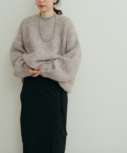 LARUTA（ラルータ）の「【LARUTA】リサイクルポリシャギー片畦ニット（ニット/セーター・レディース・モカ/ミント/アイボリー/パープル・FREE）」の13枚目の写真