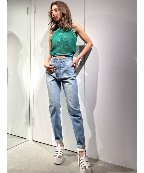 GYDA（ジェイダ）の「GGラインアメスリメッシュニットトップス（ニット/セーター・レディース・グリーン/ブラック/オフホワイト・FREE）」の9枚目の写真