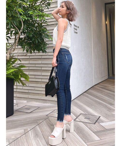 GYDA（ジェイダ）の「GGラインアメスリメッシュニットトップス（ニット/セーター・レディース・グリーン/ブラック/オフホワイト・FREE）」の15枚目の写真