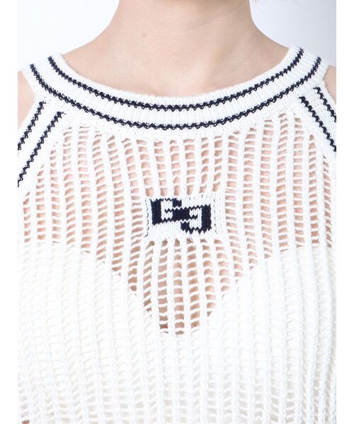 GYDA（ジェイダ）の「GGラインアメスリメッシュニットトップス（ニット/セーター・レディース・グリーン/ブラック/オフホワイト・FREE）」の17枚目の写真