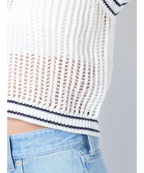 GYDA（ジェイダ）の「GGラインアメスリメッシュニットトップス（ニット/セーター・レディース・グリーン/ブラック/オフホワイト・FREE）」の12枚目の写真