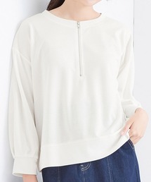 ポンチ素材ハーフジッププルオーバー