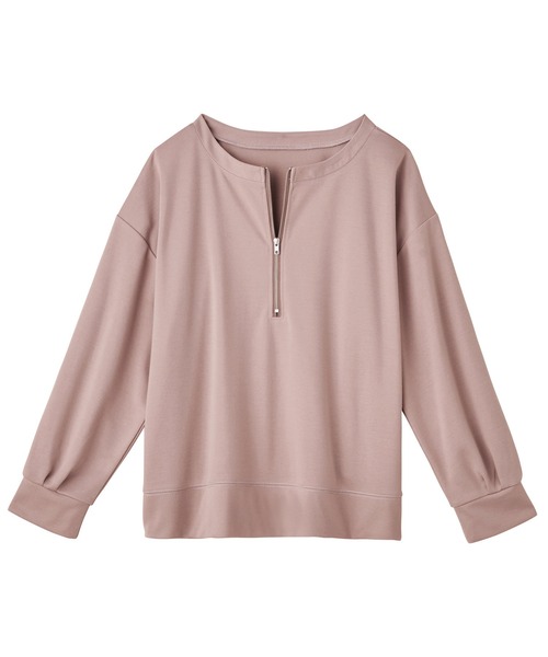 alotta(アロッタ)の「ポンチ素材ハーフジッププルオーバー(Tシャツ/カットソー・レディース・ブラック/ピンクベージュ/ホワイト・LL/3L/M/L)」の13枚目の写真