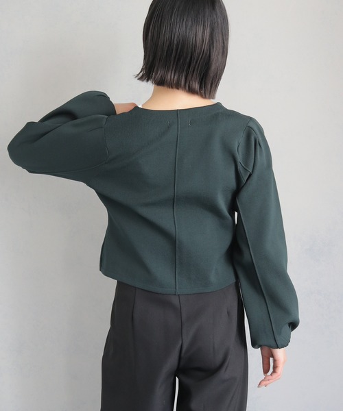 cheriella(シェリエラ)の「【cheriella】WEB限定ジップニットジャケット WEB LIMITED ZIP KNIT JACKET(ノーカラージャケット・レディース・カーキ/ダークグリーン/ブラック・M)」の22枚目の写真