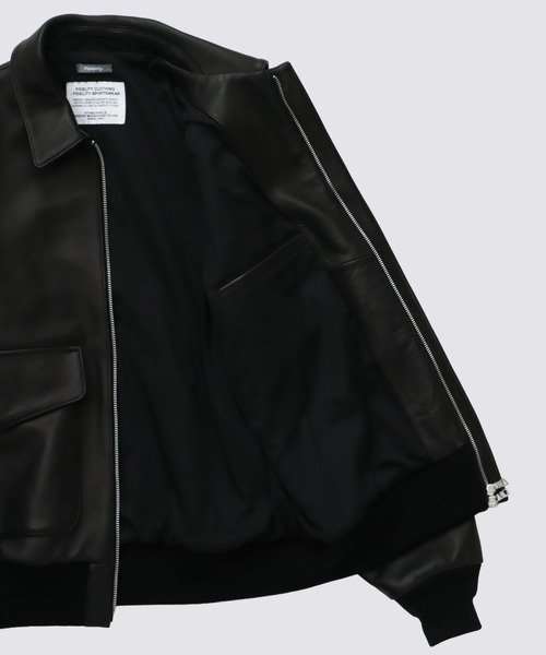 FIDELITY ラムレザー A-2 ジャケット　L FIDELITY LAMB LEATHER A-2 JACKET L ブラック