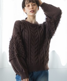 pairmanon | 【ママサイズ】ケーブル編み ループ編み 袖ボリューム ニット(ニット/セーター)