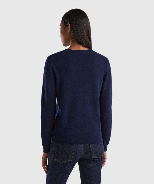 BENETTON (UNITED COLORS OF BENETTON)(ベネトンユナイテッドカラーズオブベネトン)の「ピュアメリノウール無地クルーネックニットカーディガン(カーディガン/ボレロ・レディース・ベージュ/ネイビー/ブラック・LARGE/MEDIUM/SMALL/X-SMALL)」の10枚目の写真