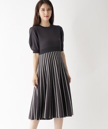 index | 配色ストライプニットワンピース【洗濯機で洗える】(ワンピース)