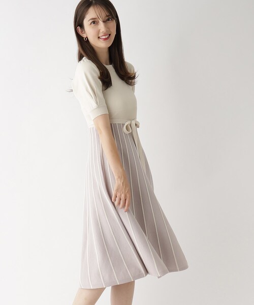 index（インデックス）の「◆配色ストライプニットワンピース【洗濯機洗い可】（ワンピース・レディース・ブルー系4/チャコール/ホワイト系9/ライトグレー系4・36/38/42/40）」の16枚目の写真